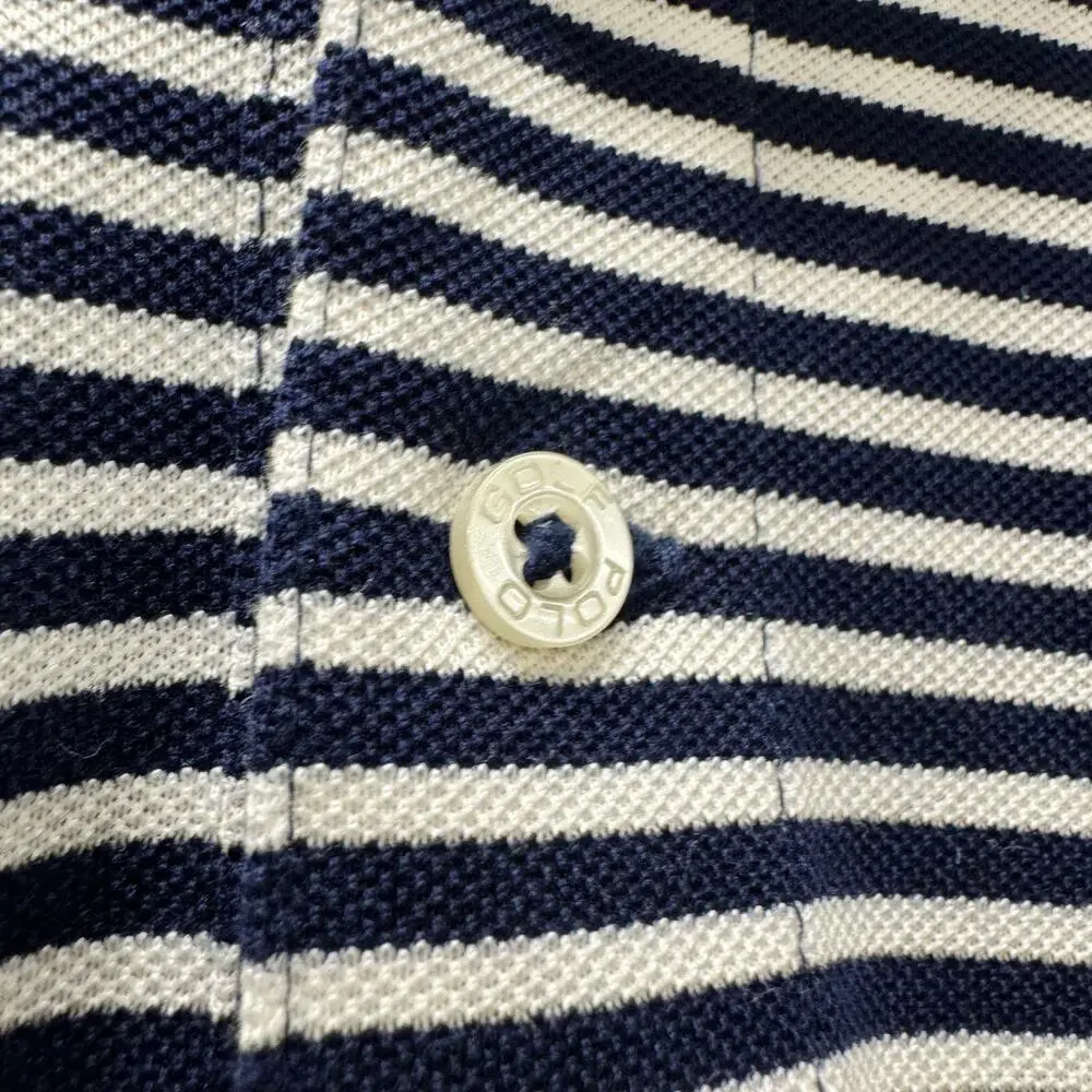 Ralph Lauren Polo Golf Shirt Mens XXL Blue Stripe White‎ Pony Preppy Coastal VTG